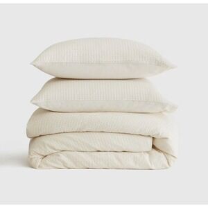 Quince Organic Luxe Honeycomb Duvet Cover Set Undyed King/Cal King with 2 Shams